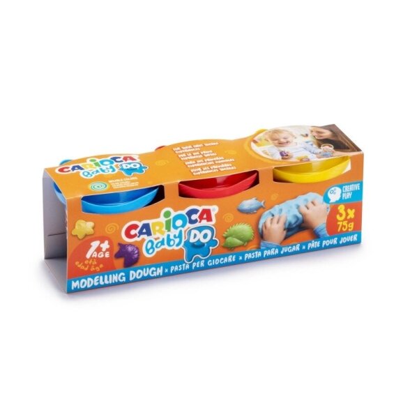 Самозатвердевающая масса для лепки Carioca Baby, 3 баночки по 75 г