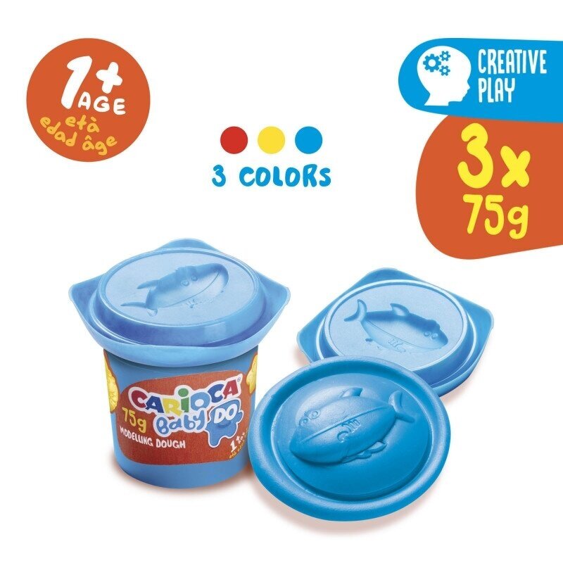 Самозатвердевающая масса для лепки Carioca Baby, 3 баночки по 75 г 1