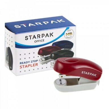 Мини-степлер №24 Starpak до 8 листов, корпус бордового цвета Мини-степлер №24 Starpak до 8 листов, корпус бордового цвета