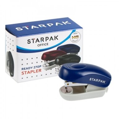 Мини-степлер №24 Starpak до 8 листов, корпус синего цвета Мини-степлер №24 Starpak до 8 листов, корпус синего цвета