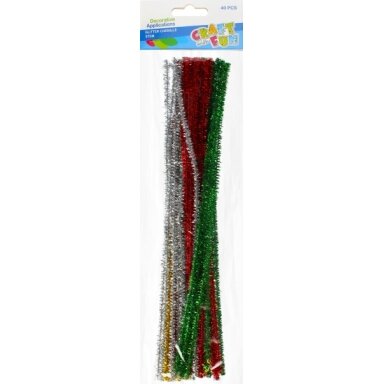 Šenilinės virvutės su vielute Christmas Craft whit fun 30 cm 50 vnt. 3 spalvos