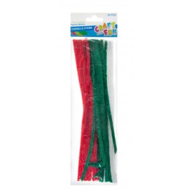 Šenilinės virvutės su vielute Craft whit fun 30 cm 50 vnt. 3 spalvos