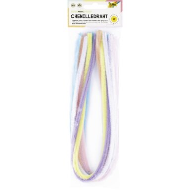 Šenilinės virvutės su vielute Folia 50 cm 10 vnt. įvairių pastelinių spalvų