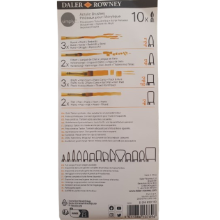 Daler-Rowney Simply Synthetic Acrylic Short Handle 10 Brushes Wallet 2