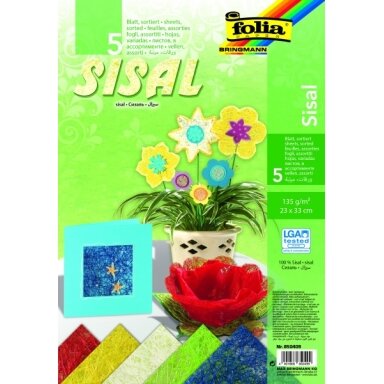 Сизаль 135 г / м², 23x33см, 5 листов, 5 цветов Сизаль 135 г / м², 23x33см, 5 листов, 5 цветов