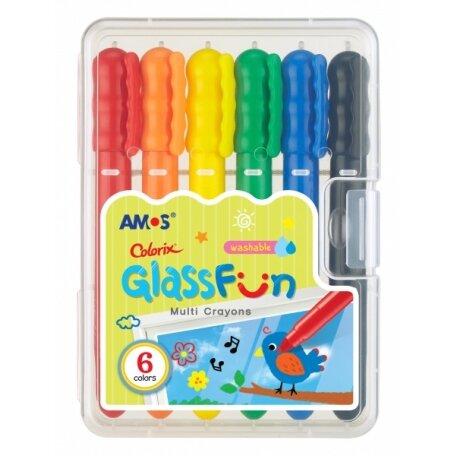 Šilkinės kreidelės stiklui Amos Colorix Glass Fun 6 sp.