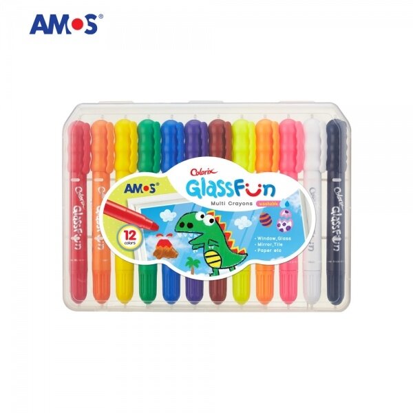 Šilkinės kreidelės stiklui Amos Colorix Glass Fun 12 sp.