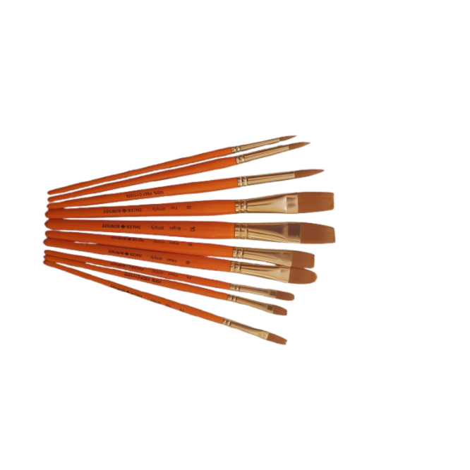 Daler-Rowney Simply Synthetic Acrylic Short Handle 10 Brushes Wallet 1