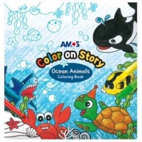 Книжка-раскраска Amos "Ocean Animals" 145x149 мм, 12 листов