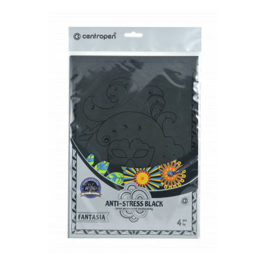 Раскраска антистресс Centropen Fantasia ANTI-STRESS BLACK: 4 черных листа А4