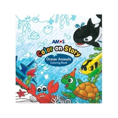 Книжка-раскраска Amos "Ocean Animals" 145x149 мм, 12 листов
