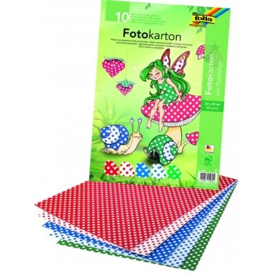 Photo Mounting Board with polka dots 300 gsm 25x35cm 10 sheets assorted colours