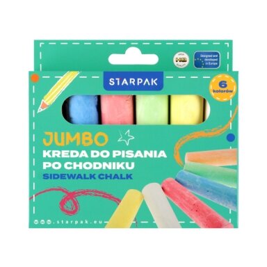 Spalvotos kreidos rinkinys asfaltui Starpak Jumbo 6 spalvų