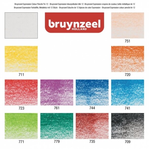 Spalvotų pieštukų rinkinys Bruynzeel Expression 12 spalvų metalinėje dėžutėje 3 Spalvotų pieštukų rinkinys Bruynzeel Expression 12 spalvų metalinėje dėžutėje 3