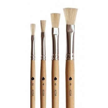 Goat Hair Flat Short Handle Brush No.6 1 Goat Hair Flat Short Handle Brush No.6 1