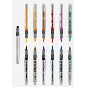 Маркеры кисточковые художественные в наборе Karin Brushmarker PRO 11 базовых цветов + блендер 1 Маркеры кисточковые художественные в наборе Karin Brushmarker PRO 11 базовых цветов + блендер 1
