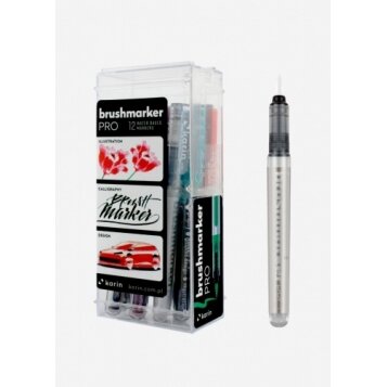 Маркеры кисточковые художественные  в наборе Karin Brushmarker PRO 11 базовых цветов + блендер