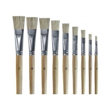 Bleached Bristle Flat Short Handle Brush No.14