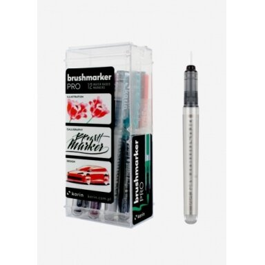 Маркеры кисточковые художественные в наборе Karin Brushmarker PRO 11 базовых цветов + блендер Маркеры кисточковые художественные в наборе Karin Brushmarker PRO 11 базовых цветов + блендер