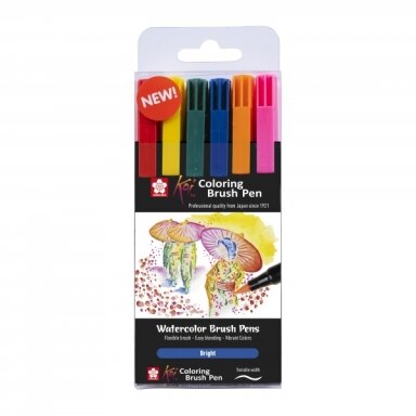 Sakura Koi Color Brush Pens Set 6 Colours