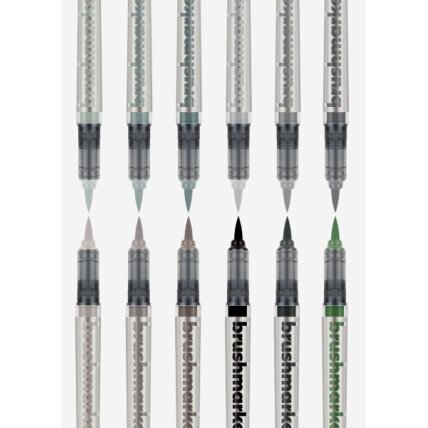 Teptukiniai markeriai Karin Brushmarker PRO Grey Colours 12 pilkų atspalvių 3