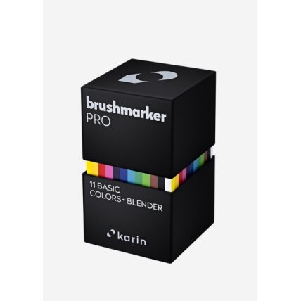 Маркеры кисточковые художественные  в наборе Karin Brushmarker PRO 11 базовых цветов + блендер 1