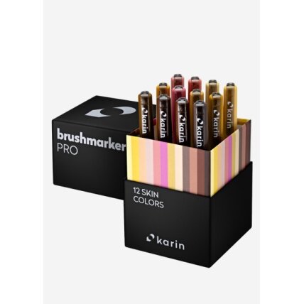 Teptukiniai markeriai Karin Brushmarker PRO Skin Colours 12 vnt. rudų atspalvių 2