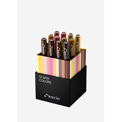 Teptukiniai markeriai Karin Brushmarker PRO Skin Colours 12 vnt. rudų atspalvių Teptukiniai markeriai Karin Brushmarker PRO Skin Colours 12 vnt. rudų atspalvių