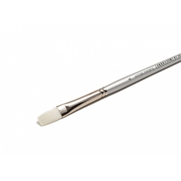 White Synthetic 2106 Flat Long Handle Brush No.6
