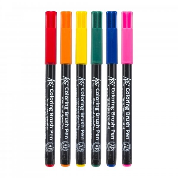 Teptukinių markerių rinkinys Sakura Koi Color Brush 6 vnt. 2