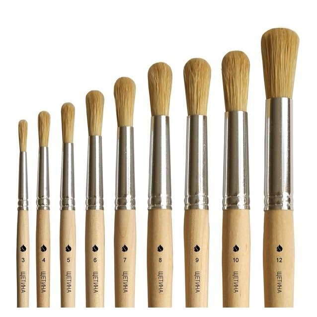 Bleached Bristle Round Short Handle Brush No.8 1