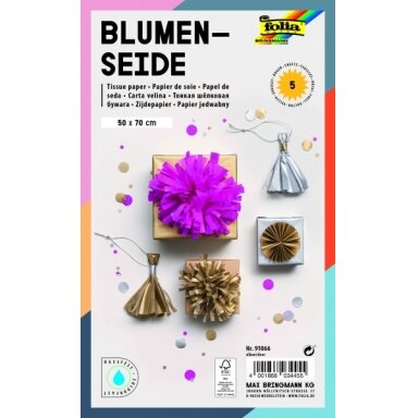 Tissue popierius Folia 50x70 cm 20 g/m2 5 lapai sidabro spalvos