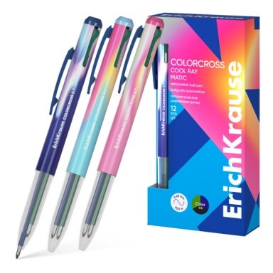 Ручка шариковая автоматическая ErichKrause Colorcross Matic Cool Ray 0.7, трехцветная Ручка шариковая автоматическая ErichKrause Colorcross Matic Cool Ray 0.7, трехцветная