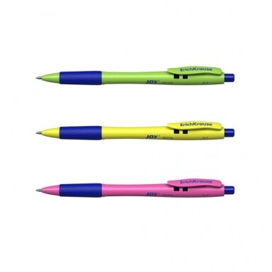 Retractable ballpoint pen ErichKrause JOY Neon, Ultra Glide Technology, blue ink