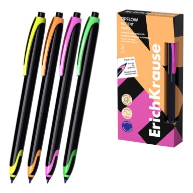 Retractable rollerball pen ErichKrause TipFlow Matic Accent 0.5 mm, ink color: blue