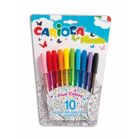 Ball Point Pens Carioca Fiorella 10 fluo colors