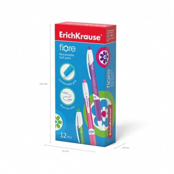 Ручка шариковая автоматическая ErichKrause Fiore, цвет чернил синий 5