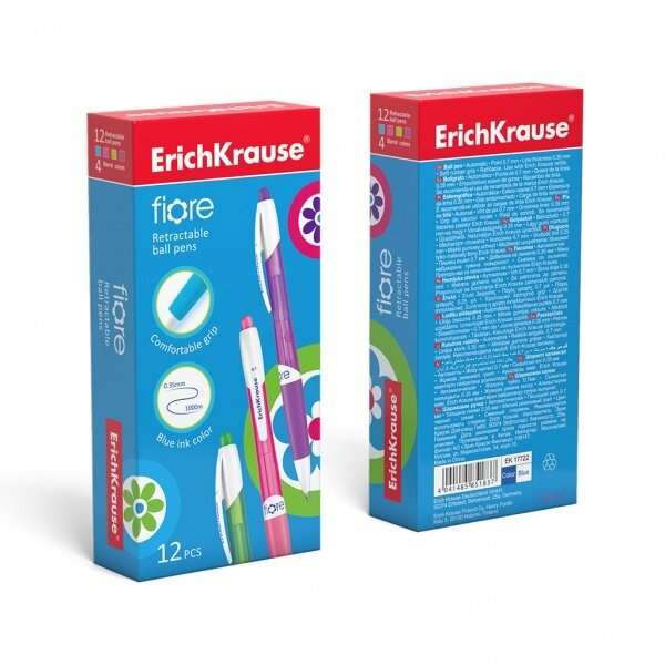 Ручка шариковая автоматическая ErichKrause Fiore, цвет чернил синий 3