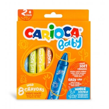 Мелки цветные Carioca Baby 2+ водорастворимые мягкие 8 цветов Мелки цветные Carioca Baby 2+ водорастворимые мягкие 8 цветов