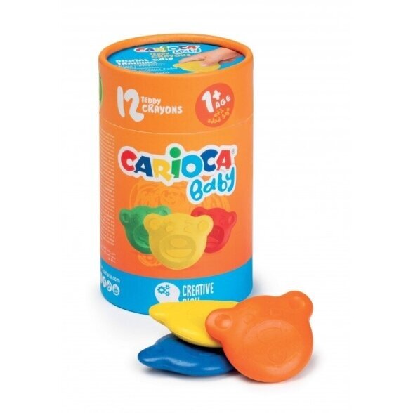 Vaškinukai Carioca Baby Teddy 1+, 12 vnt 1 Vaškinukai Carioca Baby Teddy 1+, 12 vnt 1