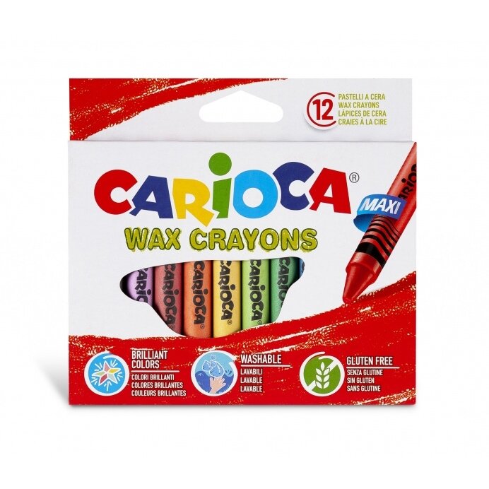 Карандаши восковые Carioca Maxi 12 цветов Карандаши восковые Carioca Maxi 12 цветов