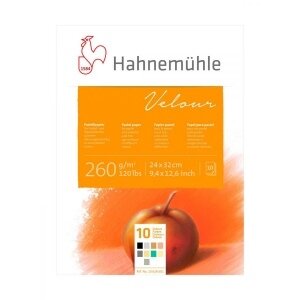 Veliūrinio popierius albumas pastelei Hahnemuehle 24x32 cm, 260 g/m², 10 lapų įvairių spalvų