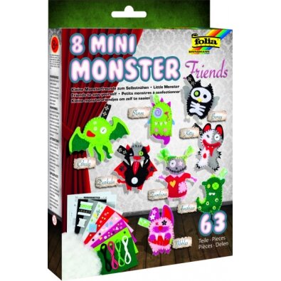 Veltinio lėlės rinkinys Folia Mini Monster Friends