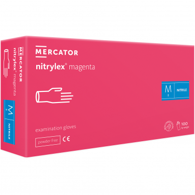 Disposable nitrile gloves pink Mercator Nitylex Magenta, size M, 100 pcs