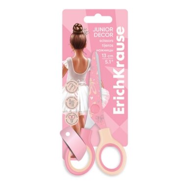 Žirklės vaikiškos ErichKrause Junior Decor Pointes 13 cm blisteryje