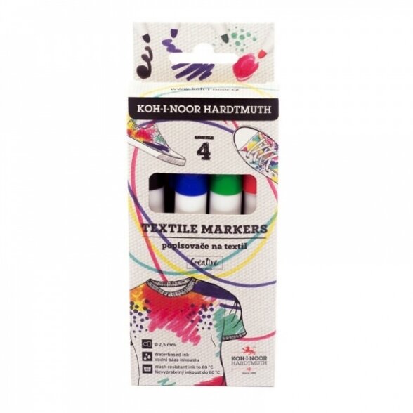 Žymeklių rinkinys tekstilei Koh-I-Noor 3205 Textil 2,5 mm 4 spalvų 1 Žymeklių rinkinys tekstilei Koh-I-Noor 3205 Textil 2,5 mm 4 spalvų 1