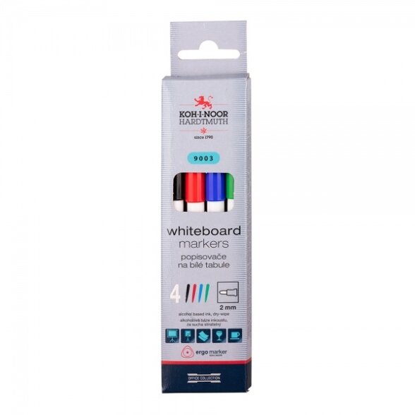 Set of Whiteboard Markers Koh-I-Noor 9003 Round 2 mm 4 colors